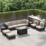 Corvus Oreanne 11-piece Wicker Patio Fire Pit Set