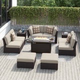 Corvus Oreanne 11-piece Wicker Patio Fire Pit Set