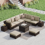 Corvus Oreanne 11-piece Wicker Patio Fire Pit Set