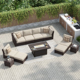 Corvus Oreanne 11-piece Wicker Patio Fire Pit Set