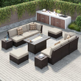 Corvus Oreanne 11-piece Wicker Patio Fire Pit Set