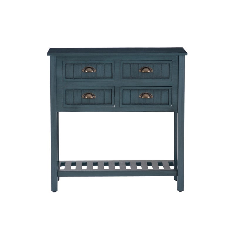 Crestway Antique Blue Solid Wood Entryway Console Table