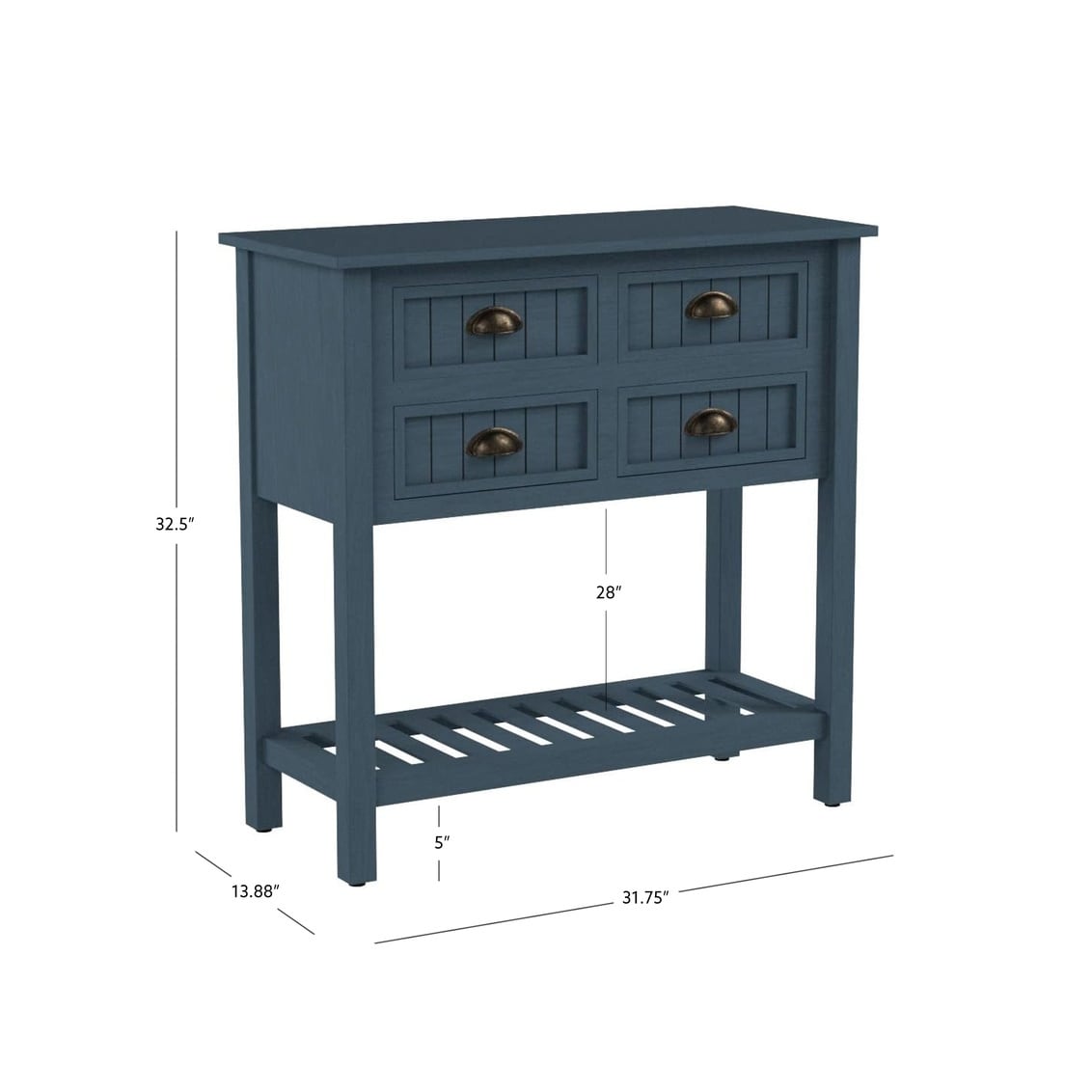 Crestway Antique Blue Solid Wood Entryway Console Table