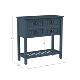 Crestway Antique Blue Solid Wood Entryway Console Table