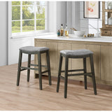 DTY Indoor Living Aurora Saddle Stool -25" Counter Stool, White/Dark Gray PU, Set of 2