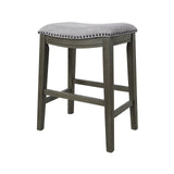 DTY Indoor Living Aurora Saddle Stool -25" Counter Stool, White/Dark Gray PU, Set of 2