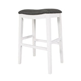 DTY Indoor Living Aurora Saddle Stool -25" Counter Stool, White/Dark Gray PU, Set of 2