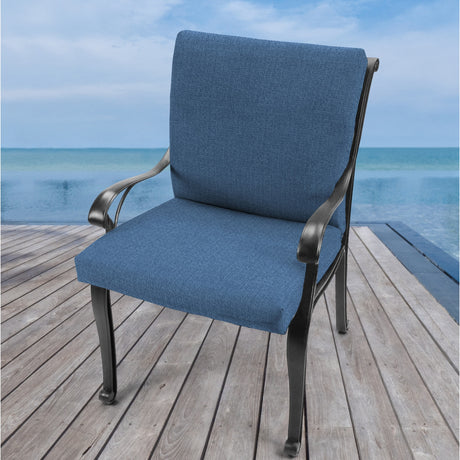 21" x 44" Blue Solid Outdoor Chair Cushion with Ties and Loop - 44'' L x 21'' W x 3.5'' H