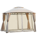 Double Tiered Grill Canopy, Outdoor BBQ Gazebo Tent with UV Protection