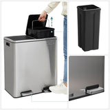 Dual Trash Can, 2 x 8-Gallon Rubbish Bin