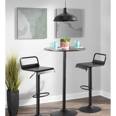 Lumisource Emery Industrial Adjustable Barstool with Swivel in Black - Set of 2 - 16.5"Lx15.5"Wx29.5-37.5"H