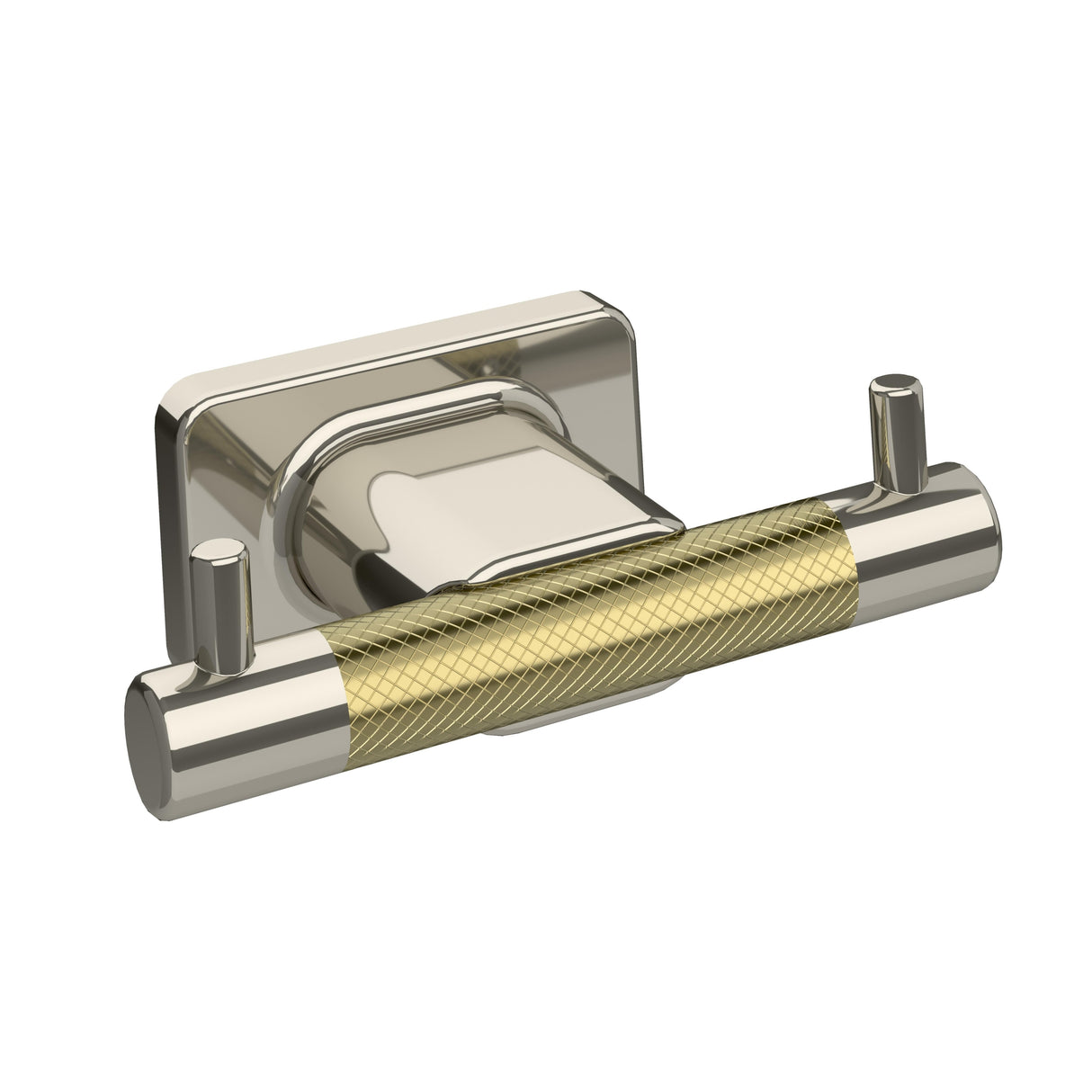 Esquire Double Robe Hook in Polished Nickel/Golden Champagne - 4-1/2 in.