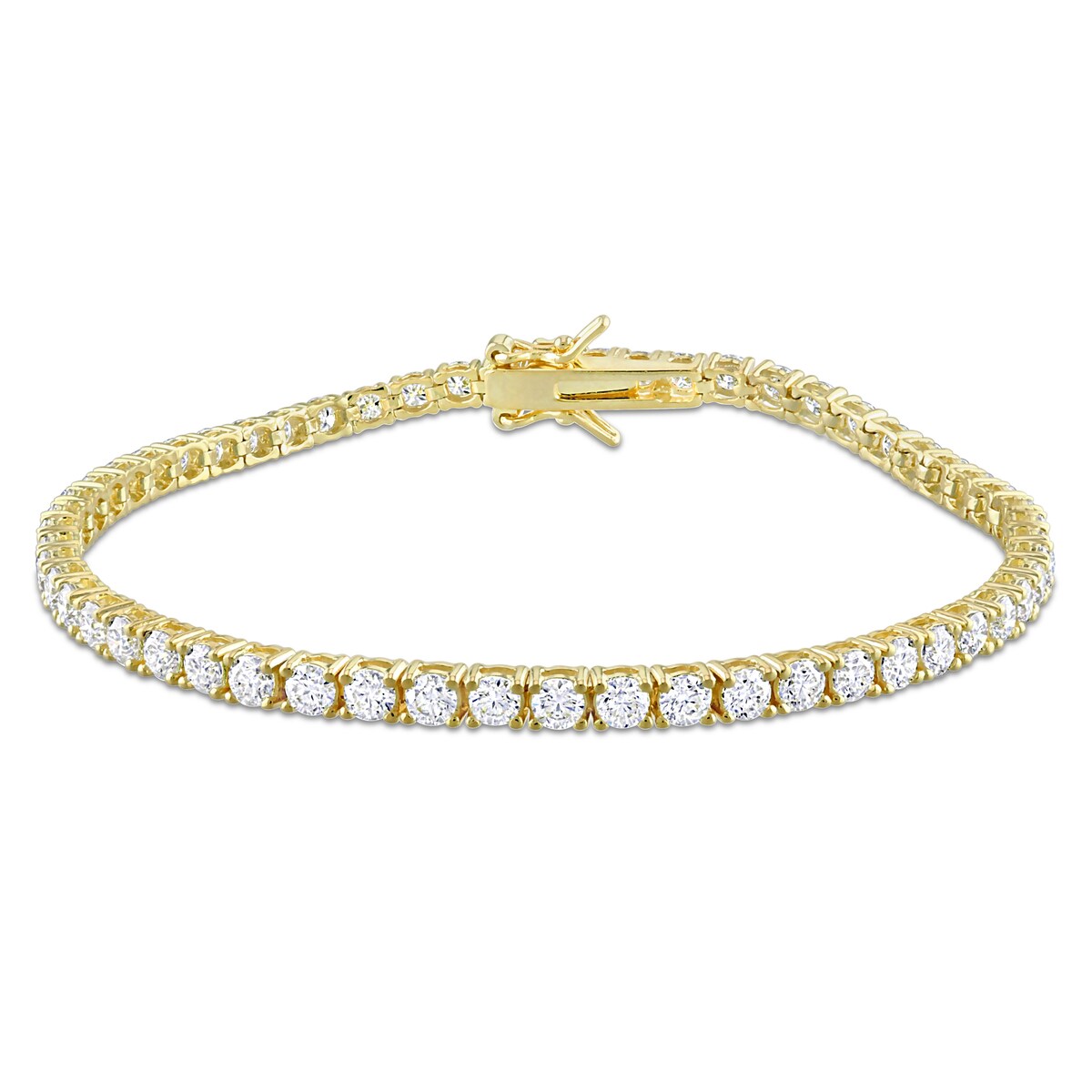 Eternally Yours 5 5/8ct DEW Created Moissanite Tennis Bracelet in Yellow Silver - 8 in