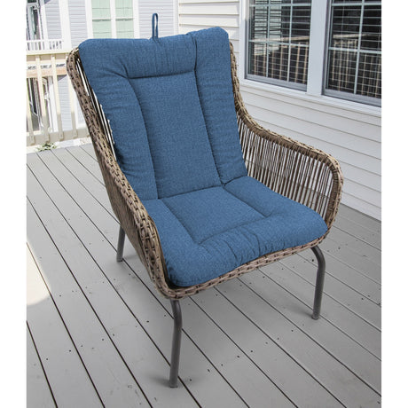 21" x 38" Blue Solid Outdoor Chair Cushion with Ties and Loop - 38'' L x 21'' W x 3.5'' H