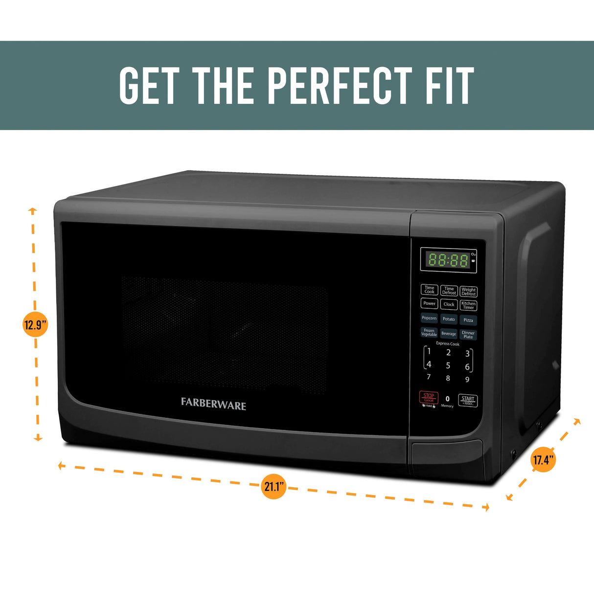 Farberware 1000-Watt 1.1 Cu. Ft. Countertop Microwave Oven With LED Lighting and Child Lock