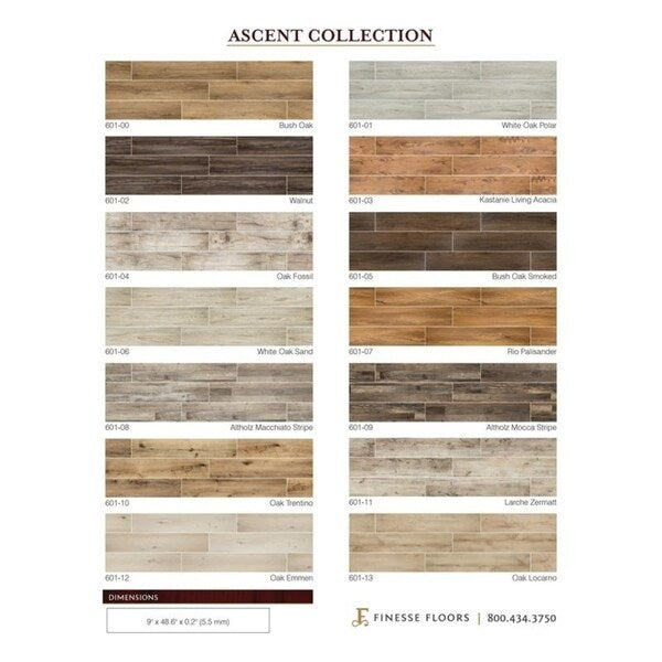 Finesse Floor Ascent Appalachia Floating Vinyl Plank 9"x48.6" (21.42 sq.ft/pkg)