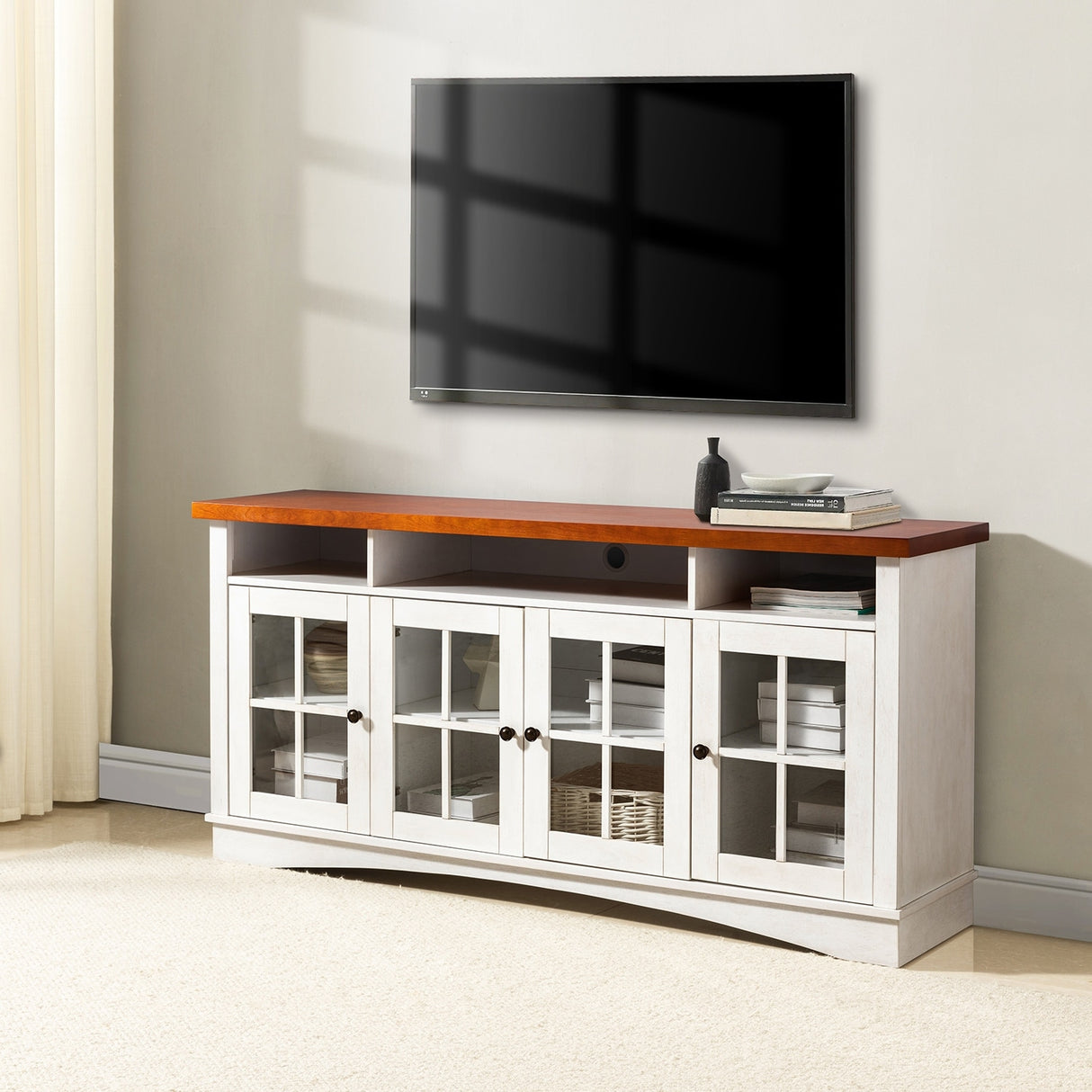 Fiona Modern Storage TV Stand with Adjustable Shelves by HULALA HOME