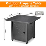 Fire Pit for Outside 28in Square Metal Firepits Stove - Propane Fire Pit Table with Lava Rocks