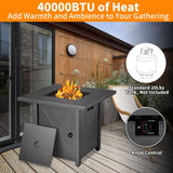 Fire Pit for Outside 28in Square Metal Firepits Stove - Propane Fire Pit Table with Lava Rocks