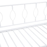 Full Size Metal Daybed with Twin Size Adjustable Trundle, Portable Folding Trundle