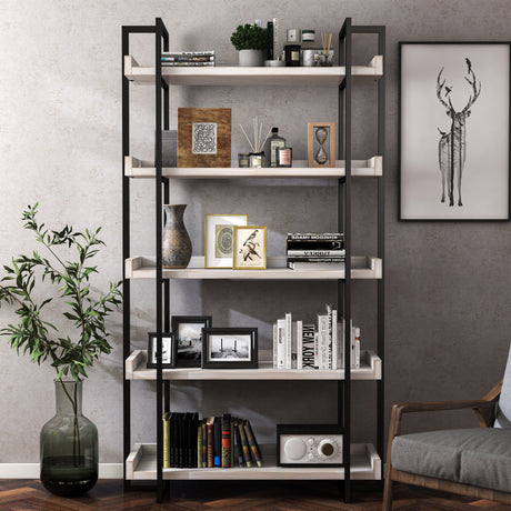 Atos Industrial 5-Tier Metal Open Back Bookshelf by Furniture of America