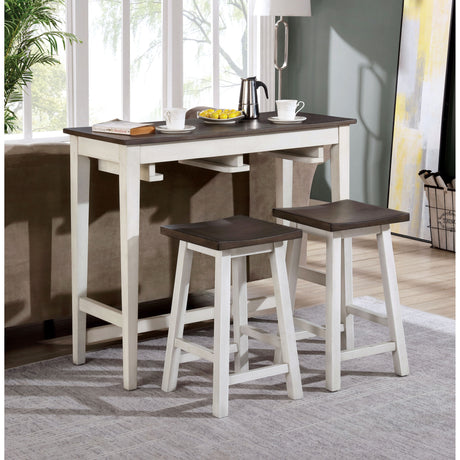 Flaros Transitional Solid Wood 3-Piece Bar Table Set by Furniture of America