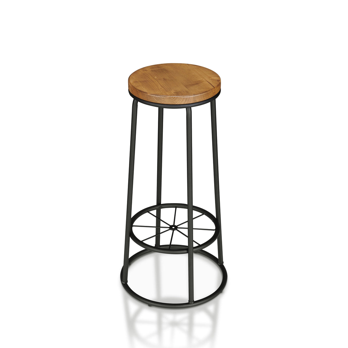 Lodz Rustic Metal Round Barstools (Set of 2) by Furniture of America