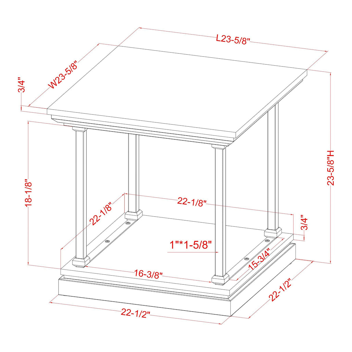 Marcin Transitional 24-inch 1-Shelf Side Table by Furniture of America