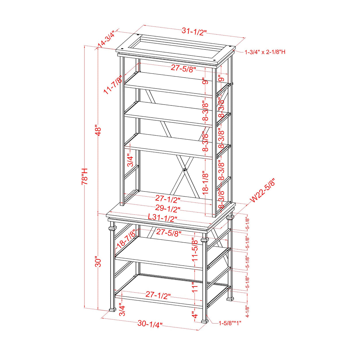 Rendrick Farmhouse Adjustable Shelves Bookcase by Furniture of America