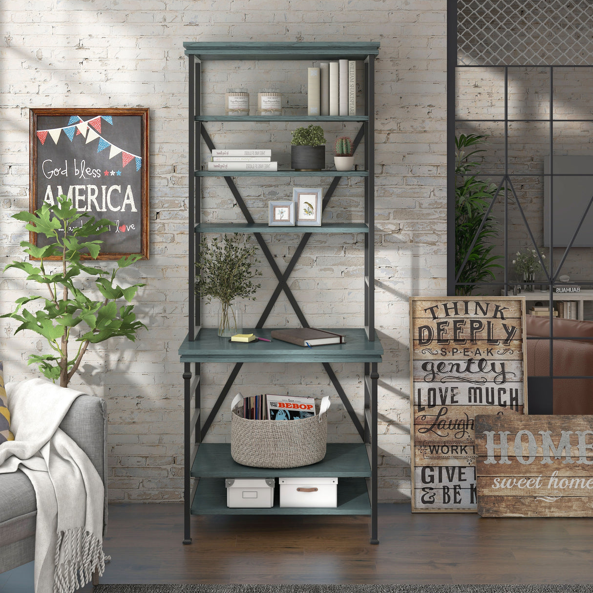 Rendrick Farmhouse Adjustable Shelves Bookcase by Furniture of America