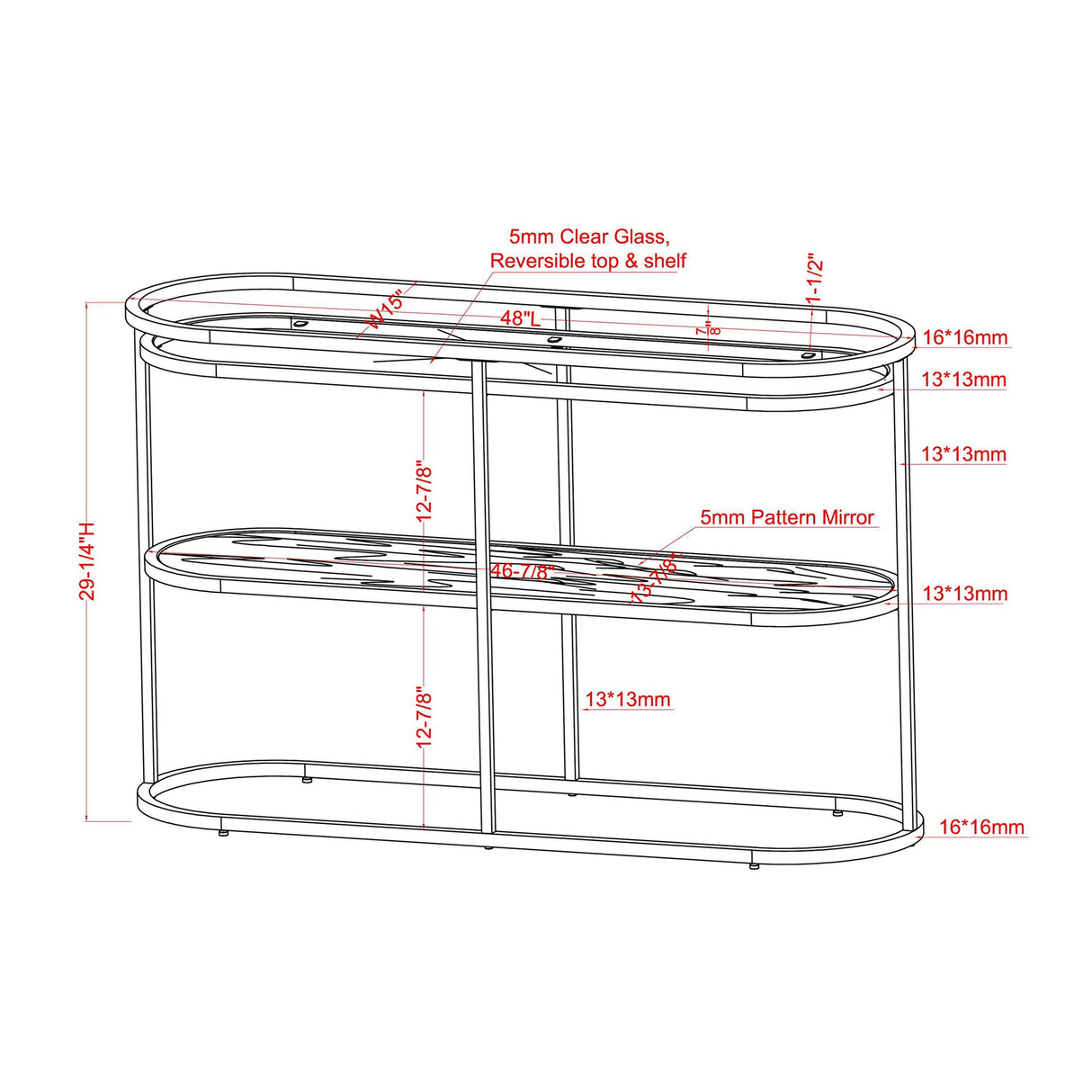 Taylaa Glam Chrome 48-inch Glass Top 1-Shelf Sofa Table by Furniture of America