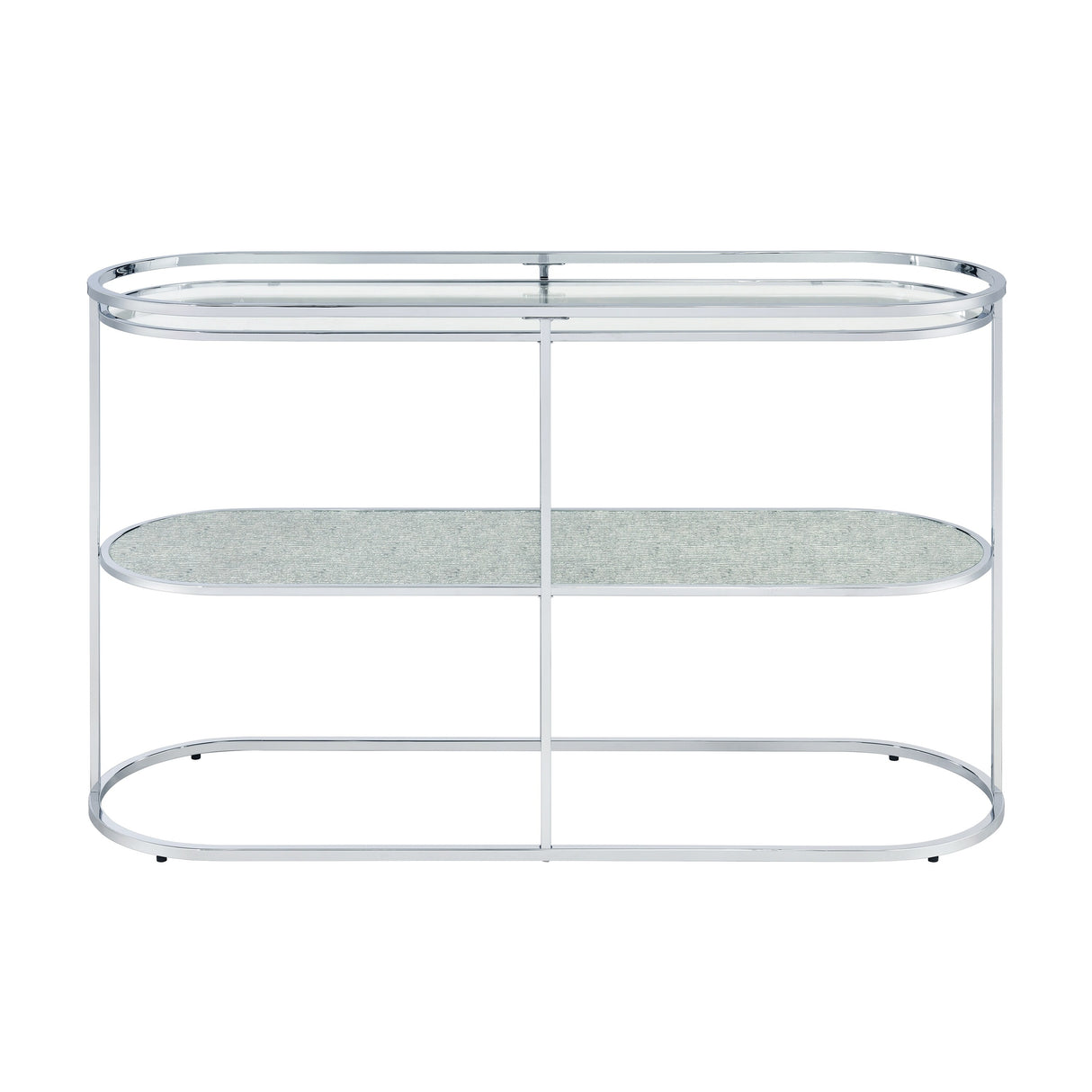 Taylaa Glam Chrome 48-inch Glass Top 1-Shelf Sofa Table by Furniture of America