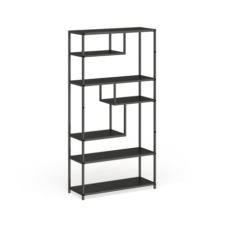 Zaur Urban 6-Shelf Grey Metal Open Back Tiered Bookshelf by Furniture of America