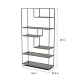 Zaur Urban 6-Shelf Grey Metal Open Back Tiered Bookshelf by Furniture of America