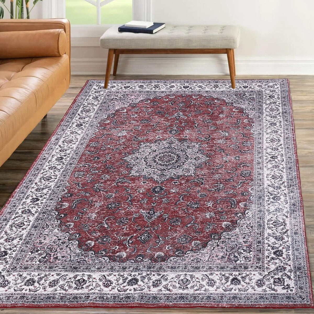 Garvee Bohemian Rug Vintage Distressed Accent Rug