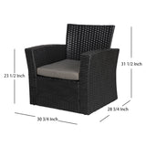 Grandview 4-piece Black Wicker Outdoor Patio Conversation Set