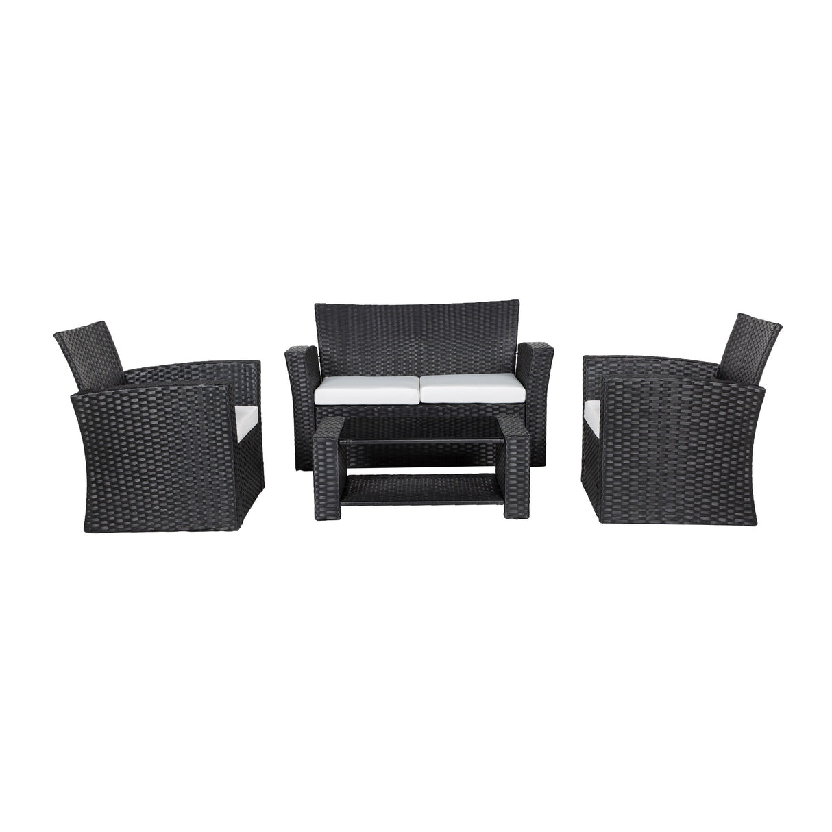 Grandview 4-piece Black Wicker Outdoor Patio Conversation Set