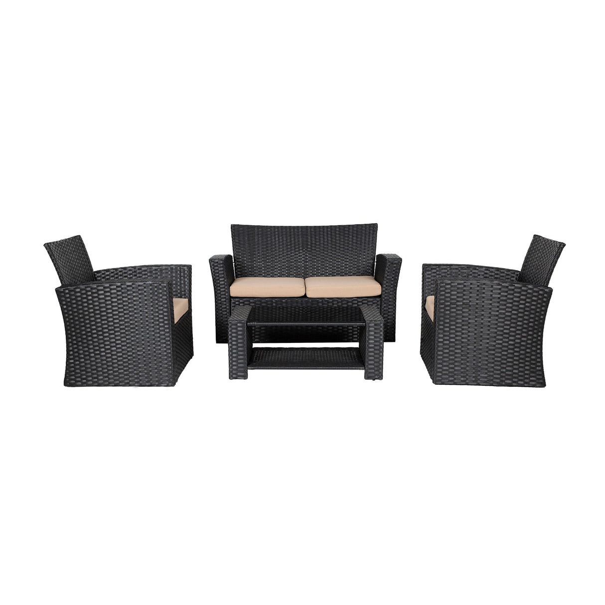 Grandview 4-piece Black Wicker Outdoor Patio Conversation Set