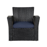 Grandview 4-piece Black Wicker Outdoor Patio Conversation Set