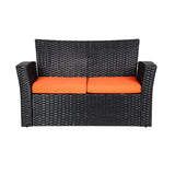 Grandview 4-piece Black Wicker Outdoor Patio Conversation Set