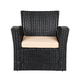 Grandview 4-piece Black Wicker Outdoor Patio Conversation Set