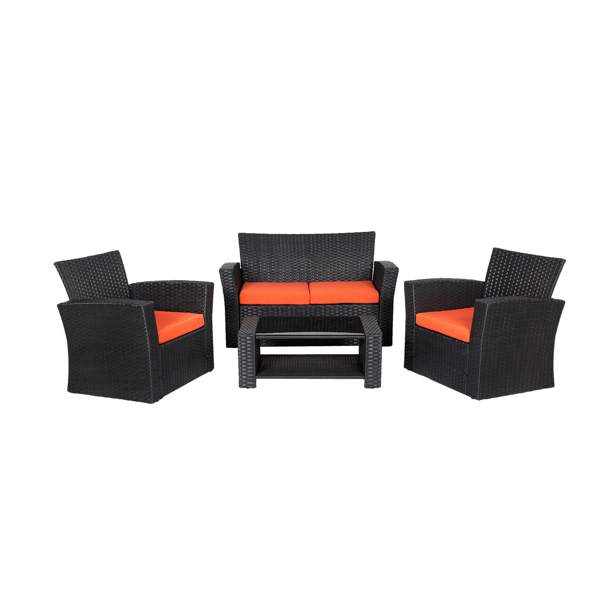 Grandview 4-piece Black Wicker Outdoor Patio Conversation Set