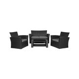 Grandview 4-piece Black Wicker Outdoor Patio Conversation Set