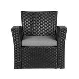 Grandview 4-piece Black Wicker Outdoor Patio Conversation Set