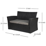 Grandview 4-piece Black Wicker Outdoor Patio Conversation Set