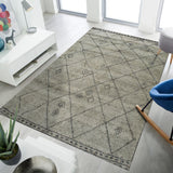 Gray Traditional Geometric Modern Moroccan Area Rug - Elegant and Timeless Design