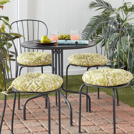 Shoreham Green Ikat 15-inch Round Outdoor Bistro Chair Cushion (Set of 4)