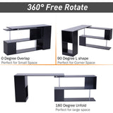 HomCom 55-in. 360-degree Rotating Corner Computer Desk w/ 3-tier Storage Shelves/Bookshelf