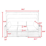 HOMEFUN Outdoor Rattan/Wicker Patio Rectangle/Round Sectional Cushioned Sofa with Retractable Canopy