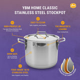 Hascevher Classic 18/10 Stainless Steel StockPot Covered Cookware Induction Compatible Oven Safe 5 Quart